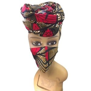 "ON SALE" African frabic head wrap and mask $30
